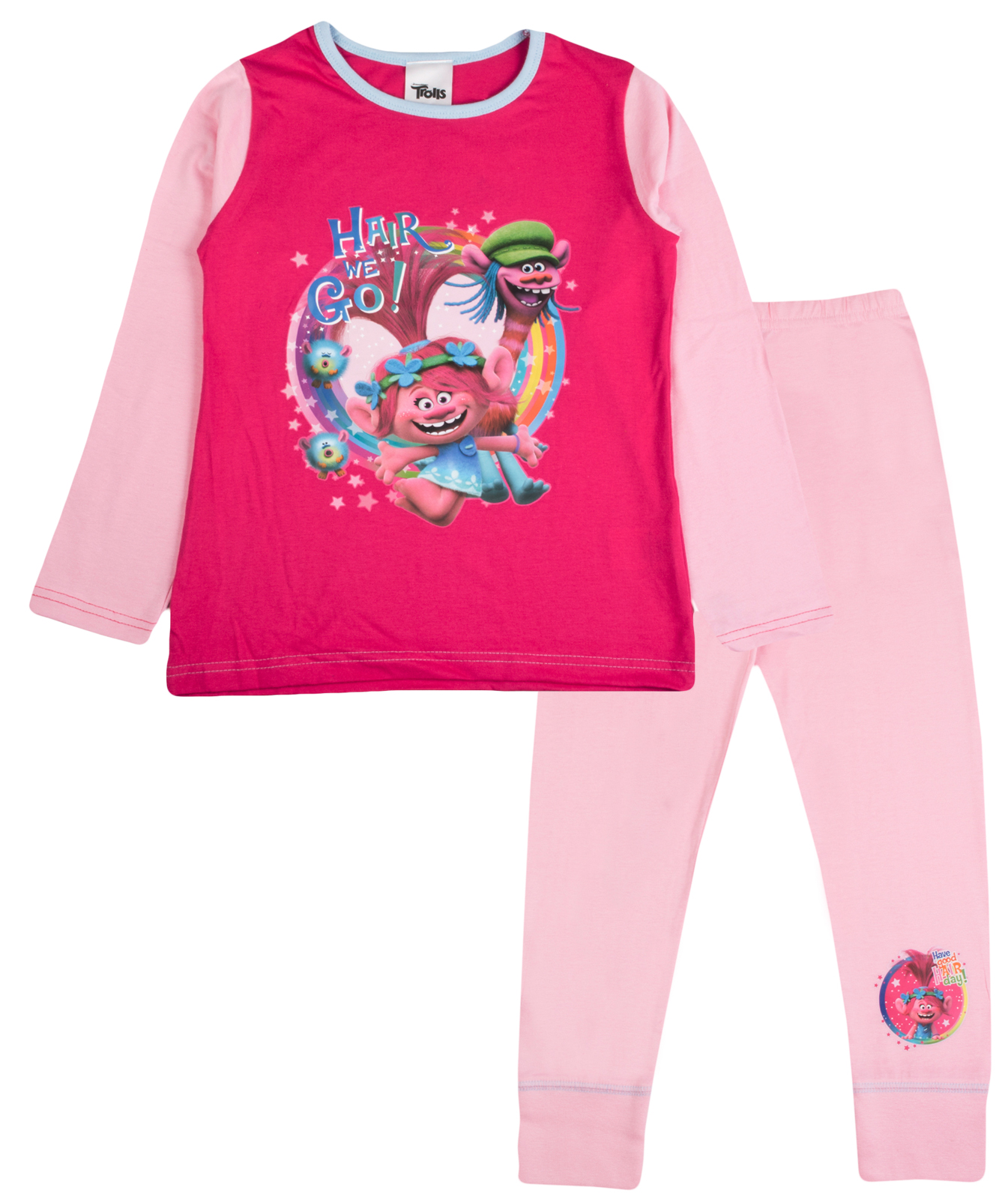 Ensemble 2 pieces Pj pyjama filles trolls rose branche coquelicot Pjs 2 pieces t